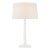 Chapman & Myers by Visual Comfort Signature Strie Fluted Column Table Lamp in Plaster White with Linen Shade For Sale