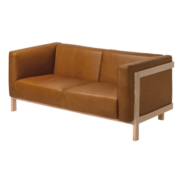 Two-Seater Sofa in Ash and Camel Leather by Julien Renault For Sale