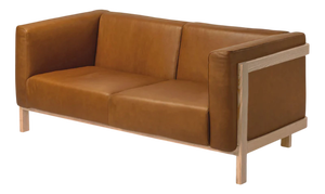 Two-Seater Sofa in Ash and Camel Leather by Julien Renault