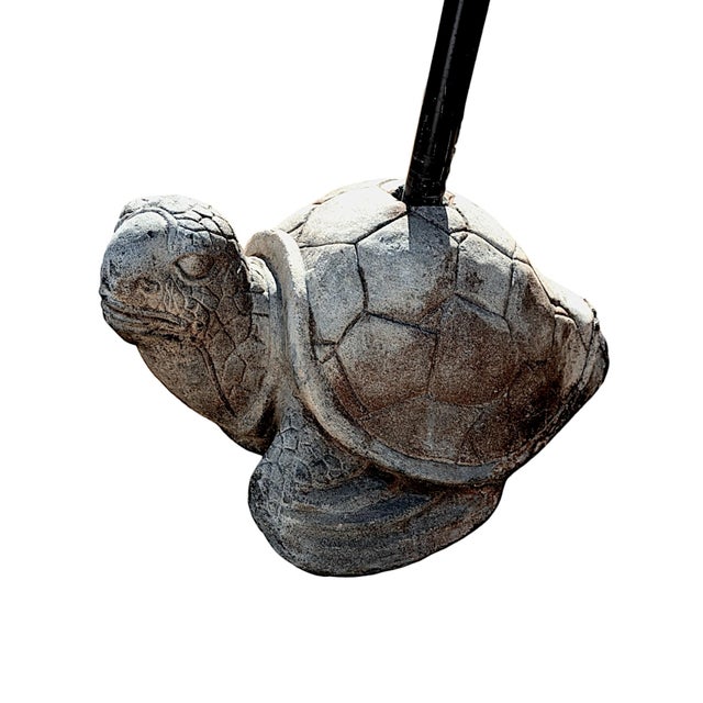 1990s Figural Cast Stone Tortoise Outdoor Umbrella Base For Sale - Image 5 of 5