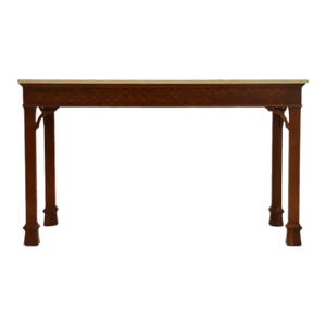 Mid 20th Century Baker Williamsburg Mahogany Chinese Chippendale Italian Marble Top Table Console Table