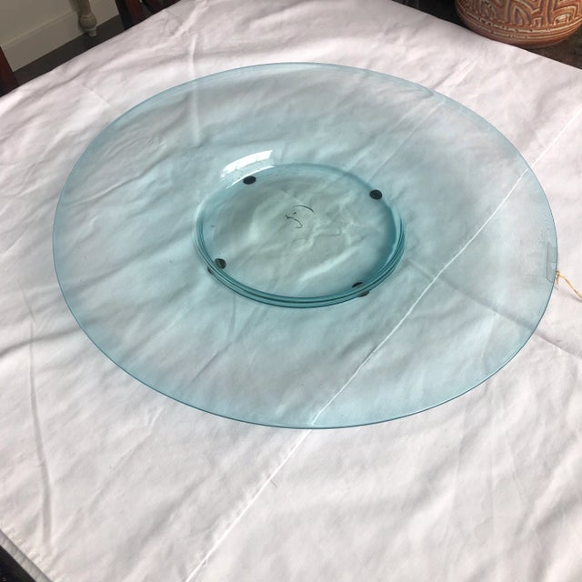 1990s Round Glass Sky Blue Platter - Table Top For Sale - Image 10 of 10