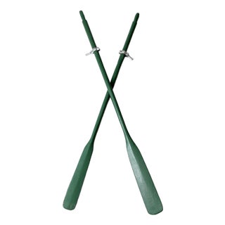 Vintage Painted Wooden Oars Pair For Sale