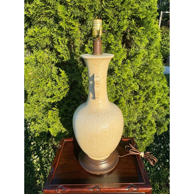 1960s Vintage Circa 1960s Chinoiserie Lamp, Cream Color With Crackle Finish For Sale - Image 5 of 10