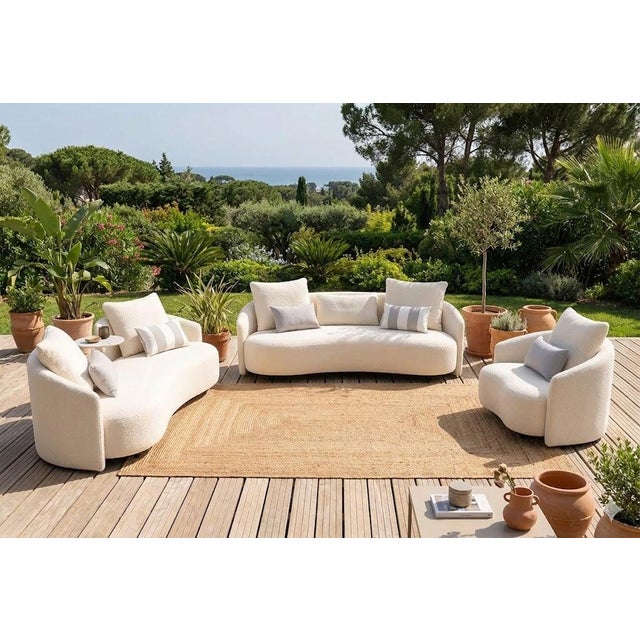 Serene Outdoor 6-Piece Lounge Set – 2-Sofas, Arm Chair and Table Set For Sale - Image 10 of 16