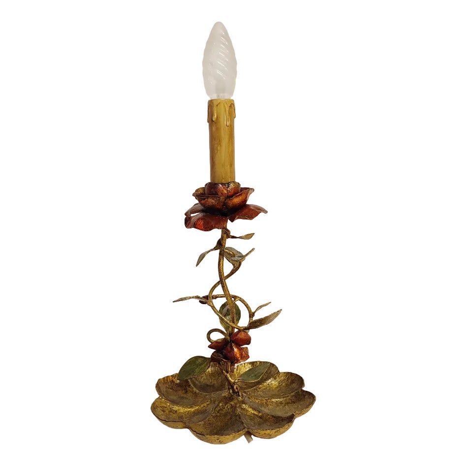 Wrought Iron Rose Bush Shaped Table Lamp. France, 1950s | Chairish