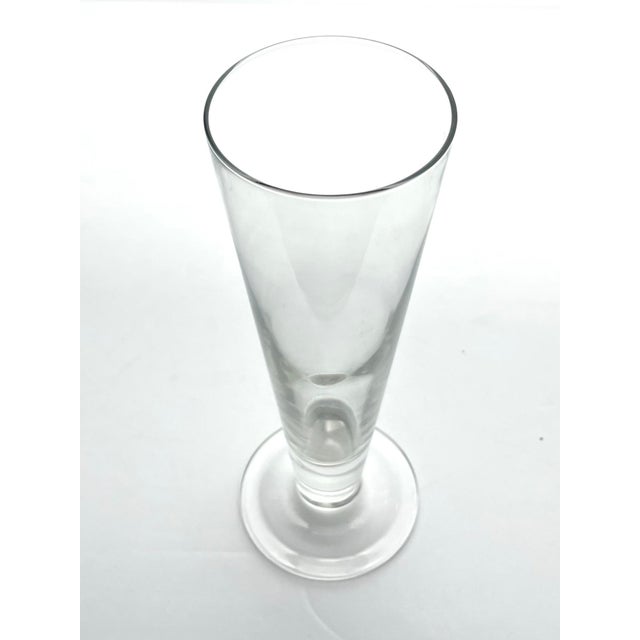 Crate & Barrel Contemporary Crate & Barrel 4 Footed Beer Pilsner or Fluted Champagne Glasses - Set of 4 For Sale - Image 4 of 5