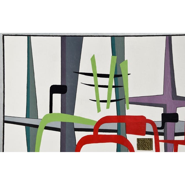 Ernest August Kalnins, Japanese Composition, 1970s, Oil Painting on Board, Framed For Sale - Image 3 of 8