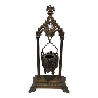 Antique Ornate Bronze Gothic Censer Religious Incense Burner For Sale