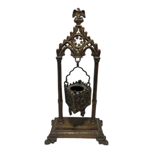 Antique Ornate Bronze Gothic Censer Religious Incense Burner