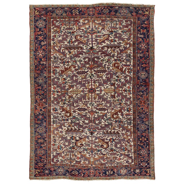 Antique Persian Heriz Rug - 07'02 X 10'01 For Sale In Dallas - Image 6 of 6