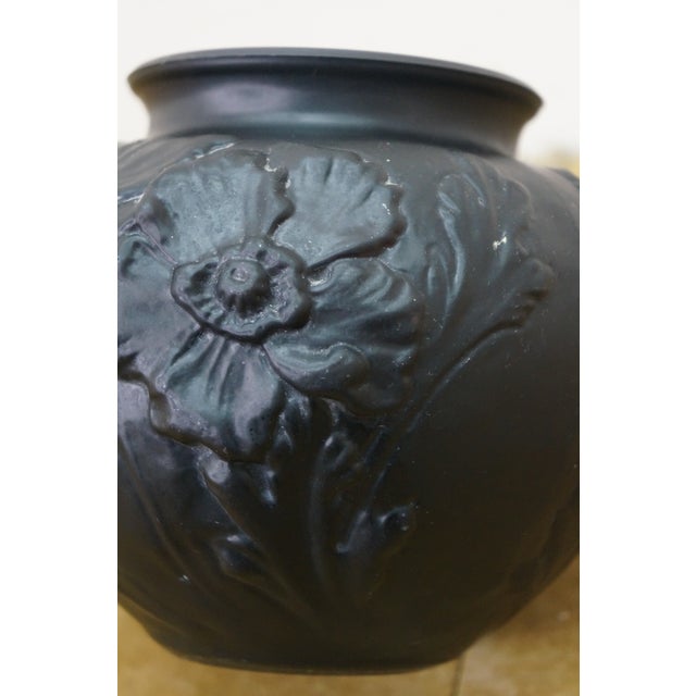 Amethyst Antique Art Nouveau Tiffin Black Satin Amethyst Glass Poppy Rose Vase 7" For Sale - Image 8 of 10