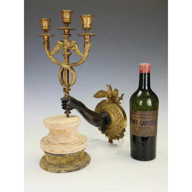 Late 19th Century French Empire Ormolu and Bronze Three-Light Wall Sconce with Caduceus Arm, 1880 For Sale - Image 5 of 16