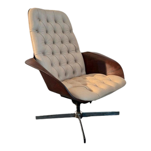 1960s Mid-Century Modern Leather "Mr. Chair" by George Mulhauser for Plycraft