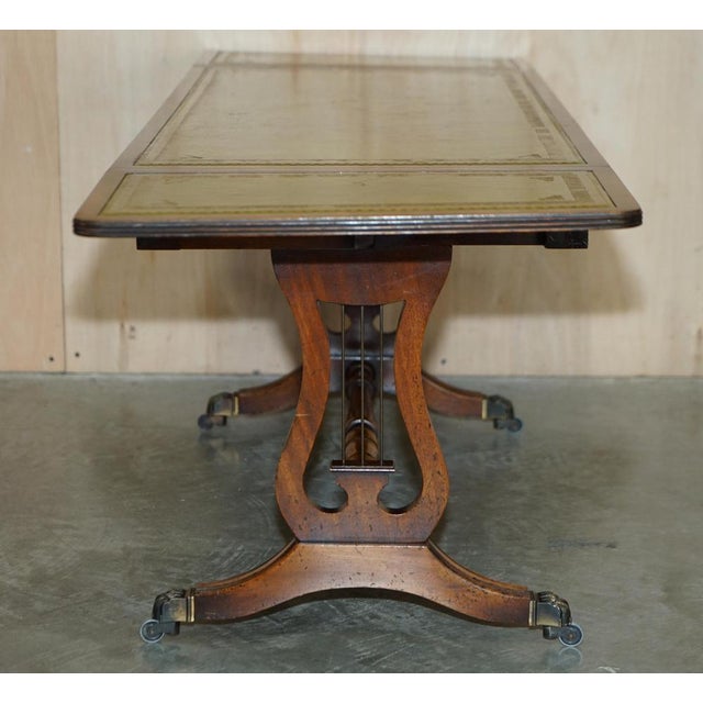 Large Vintage Bevan Funnell Extending Green Leather Coffee Cocktail Table For Sale - Image 18 of 18