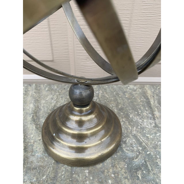 Metal Vintage Brass Armillary Sphere Sundial Garden Ornament, English Country Style For Sale - Image 7 of 10