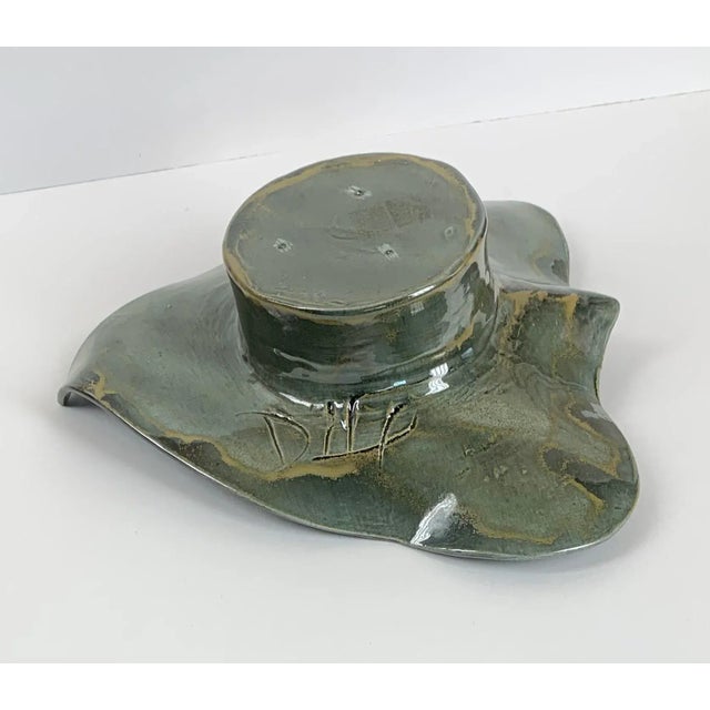 Green 2000s Large Lotus Leaf Ikebana Centerpiece, Signed by Artist For Sale - Image 8 of 13