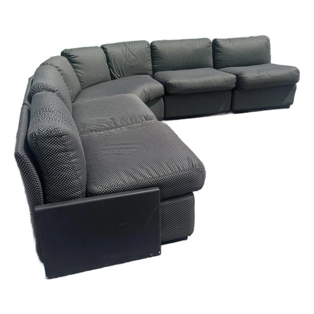 Postmodern Black on Black Modular Sectional Sofa - 5 Pieces For Sale