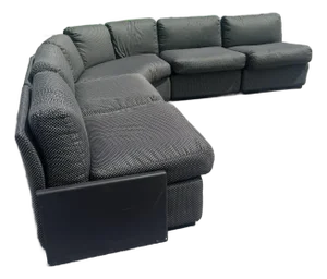 Postmodern Black on Black Modular Sectional Sofa - 5 Pieces