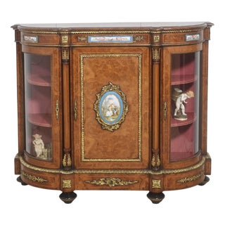 Burr Walnut & Brass Sideboard For Sale