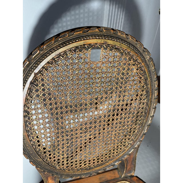 Burnt Umber Handcarved Walnut Louis XVI Card Table and Chairs For Sale - Image 8 of 17