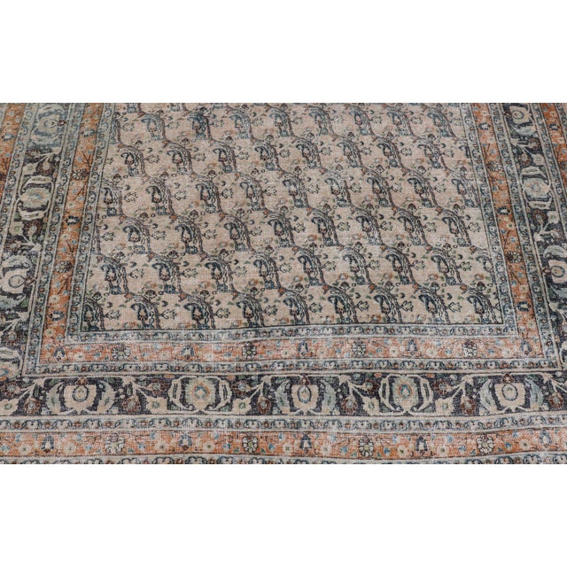 Sand Antique Ne Persian Khorasan Rug in Diagonal Paisley Design With Gray & Sand 8'0 X 10'10 For Sale - Image 8 of 10