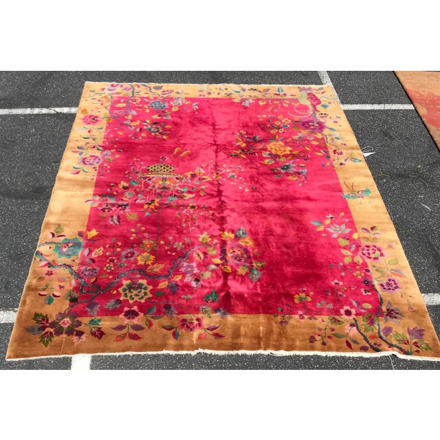 An awesome art deco design decorative Chinese rug. It’s circa 1920s. It’s absolutely gorgeous. It has been cleaned up by...
