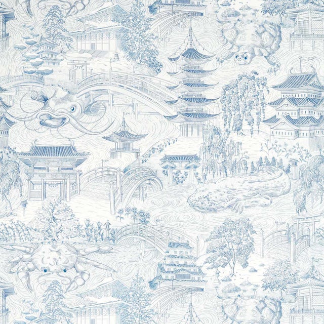 Zoffany Eastern Palace Fabric in Indigo For Sale