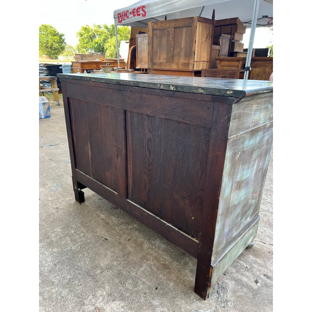 French 19th Century Louis Philippe Painted Marble Top Walnut Commode For Sale - Image 6 of 12