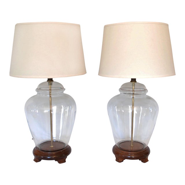 Vintage Fillable Transparent Glass Ginger Jar Lamps a Pair Chairish