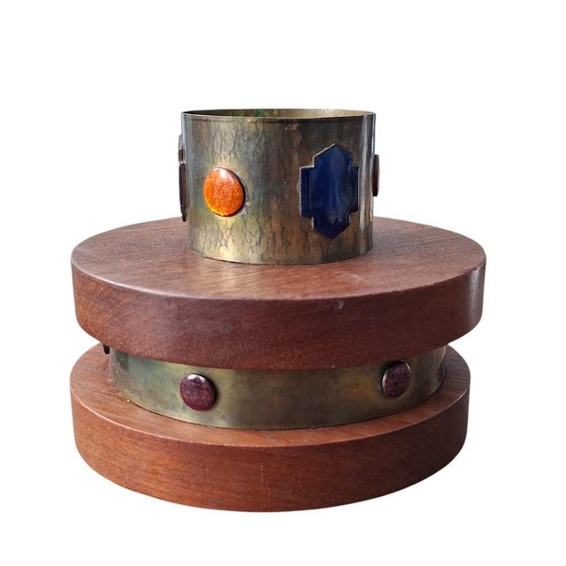 Modernist Cachepot or Vase in Brass, Enamel and Teak, 1945-1955 For Sale - Image 9 of 9