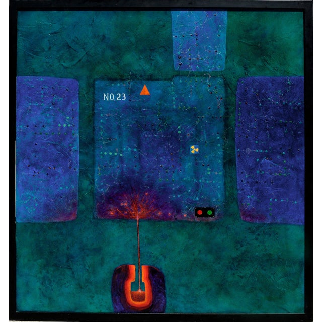 Blue "Meltdown in No. 23" by Duane Armstrong Cool Toned Abstract 1999 For Sale - Image 8 of 8