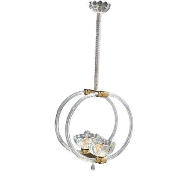Pendant in Murano Glass and Brass from Barovier, 1950s For Sale