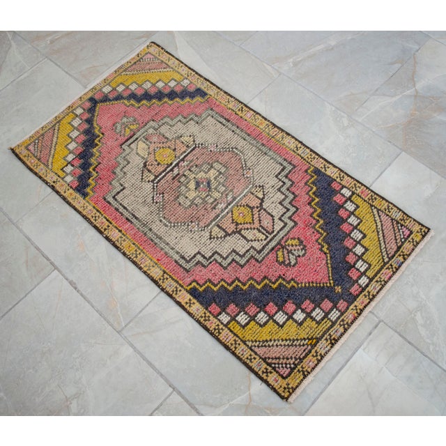Hand Knotted Door Mat, Entryway Rug, Bath Mat, Kitchen Decor, Small Rug, Turkish Rug - 1′8″ × 3′1″ For Sale - Image 10 of 15