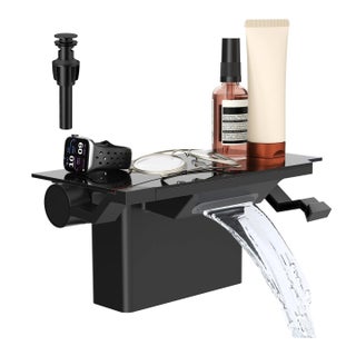 4-Inch Matte Black Dual-Handle Vessel Sink Faucet With Shelf For Sale