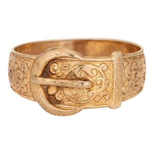Vintage Buckle Ring 9k Yellow Gold Wide Band Estate Fine Jewellery size 10.5