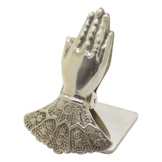 Vintage Italian Handmade Florentine Silver 800 Hand-Shaped Memo Holder Desk Clip, 1970s For Sale
