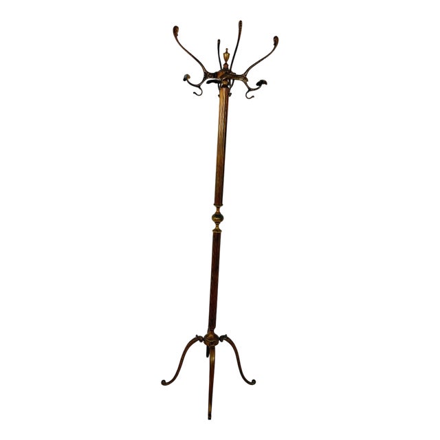 Brass Floor Coat Rack, 1960s For Sale