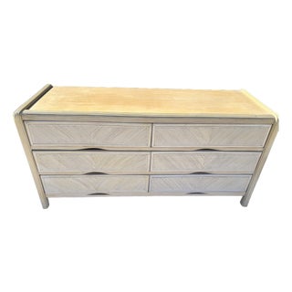 Vintage Cerused Pencil Reed 6 Drawer Dresser For Sale