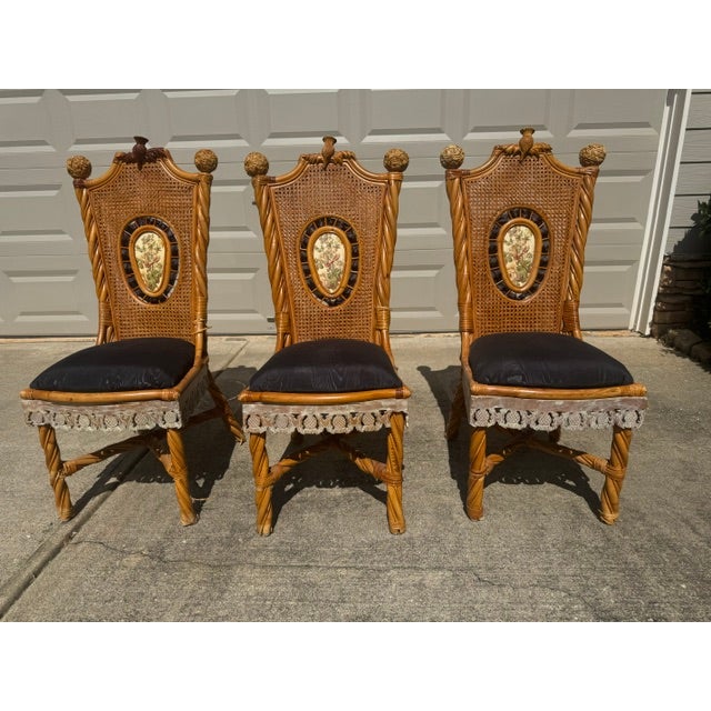 American 1990s Mackenzie Childs Vivaldi Ajiro Chairs Set of 6 For Sale - Image 3 of 11