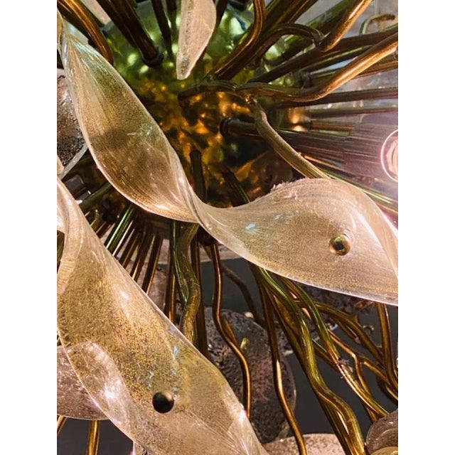 Gold Monumental Modernist Gold Murano Ribbon Chandelier For Sale - Image 8 of 10