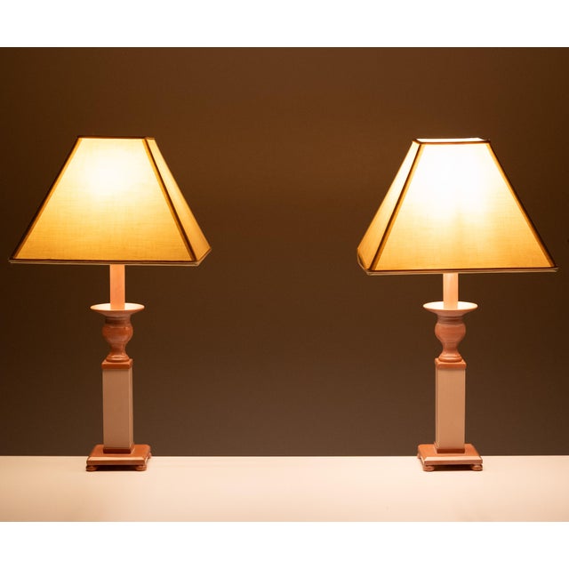 Stone Small Classic Greek Pink Marble Table Lamps, Italy, 1980s, Set of 2 For Sale - Image 7 of 8