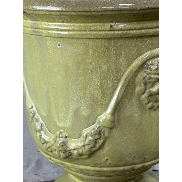 Large French Anduze Garden Urn in Green Glaze For Sale - Image 4 of 10