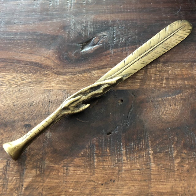 Vintage Arthur Court Brass Claw and Feather Letter Opener Chairish