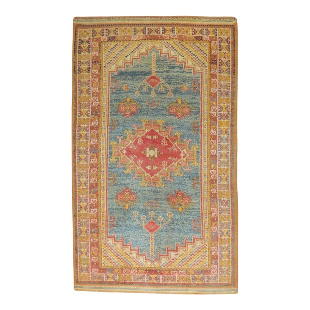 Vintage Zabihi Collection Moroccan Blue Rug - 4'5" x 6'1" For Sale