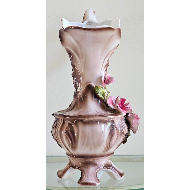 Vintage Italian Capodimonte Porcelain Floral Pitcher Ewer / Vase For Sale In Naples, FL - Image 6 of 18