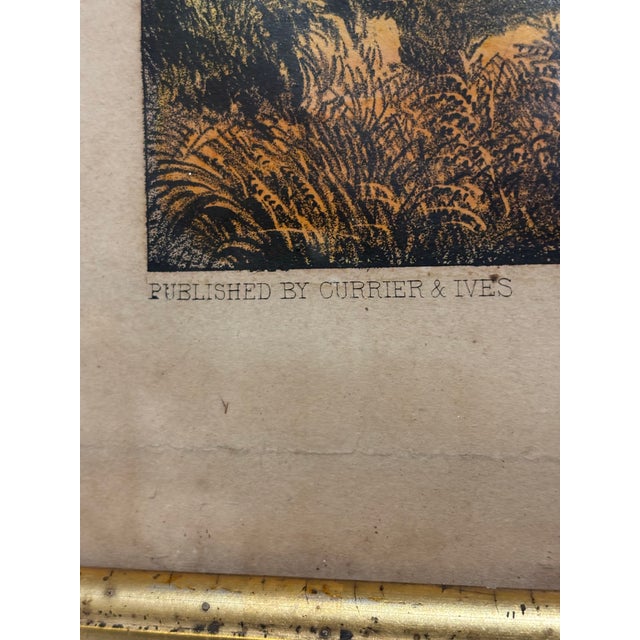 Currier & Ives Squirrel Shooting Original 1850s Lithograph 152 Nassau St Framed Title: "Squirrel Shooting" Publisher:...