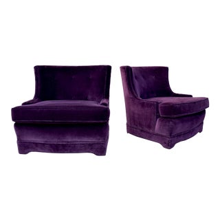 Velvet Club Chairs in the Manner of Brabbu For Sale
