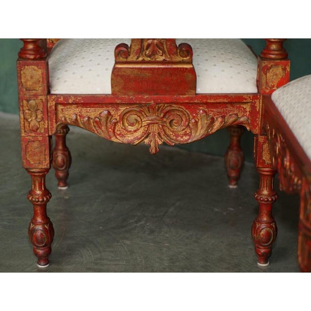 19th Century Carved Red and Gilt Tête-À-Tête Lovers Conversation Set For Sale - Image 12 of 18