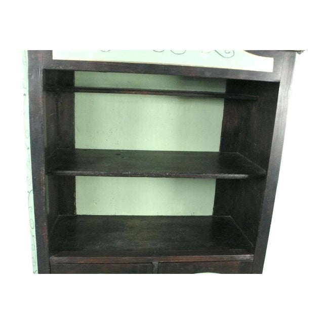Small Buffet China Cabinet in Dark Walnut and Green, 1850s For Sale - Image 6 of 9